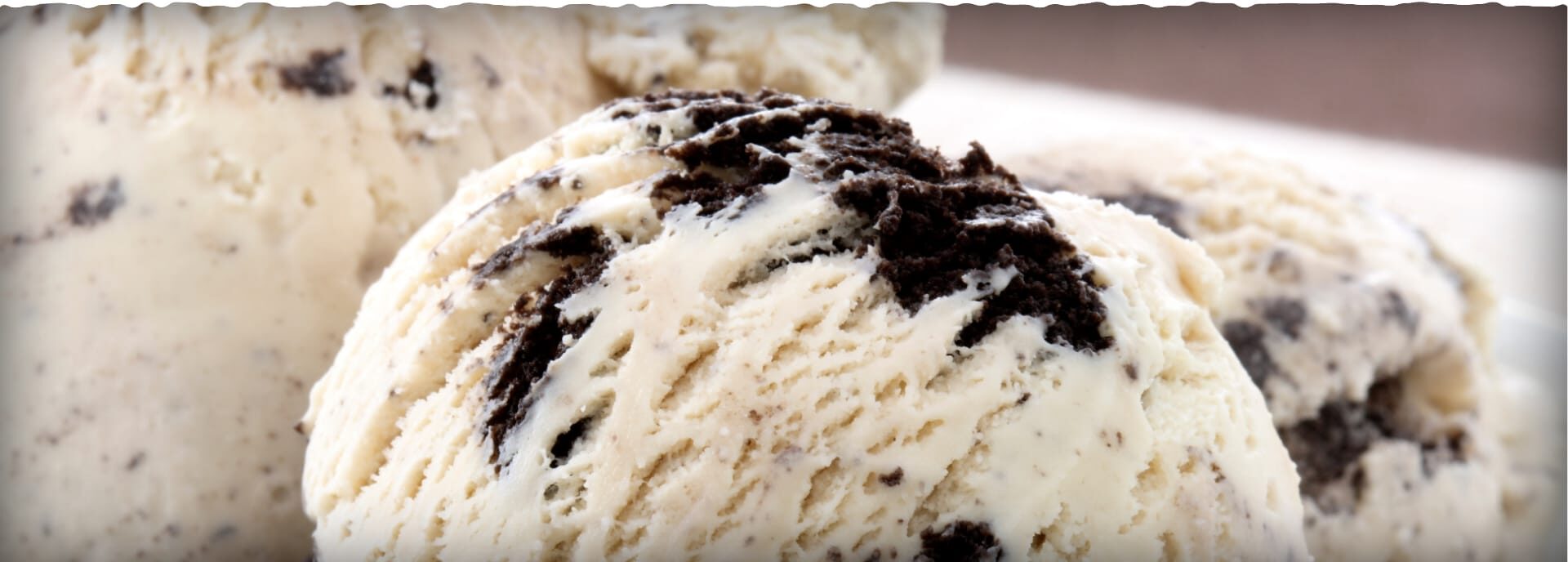 Cookie pieces mixed into ice cream
