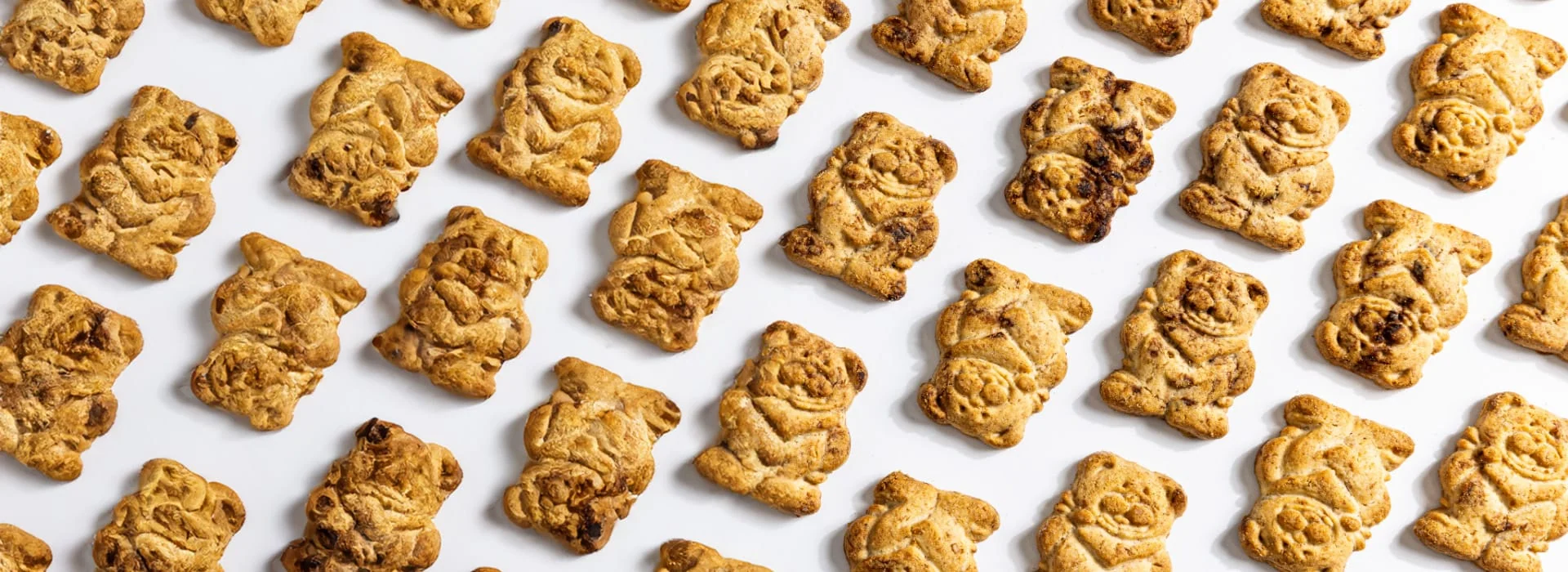 An arrangement of small shaped cookies